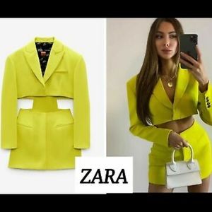 ZARA WOMAN SS21 PURPLE MAGAZINE CUT-OUT BLAZER DRESS
